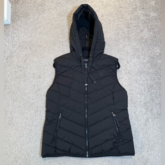 Lauren Ralph Lauren Jackets & Blazers - Lauren Ralph Lauren Hooded Stretch Puffer Vest Womens Sz L Black MSRP $150